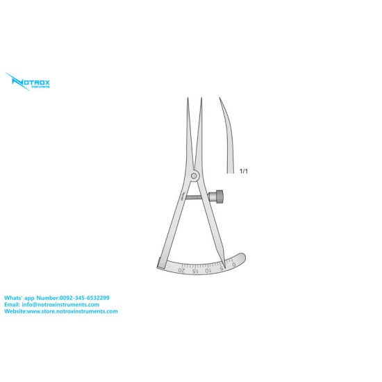 Castroviejo Caliper, 8cm, 20mm, Curved, Measuring Range