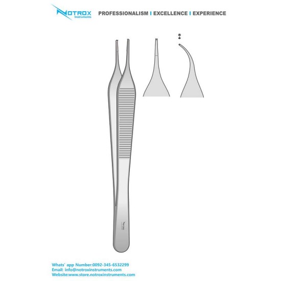 Micro Adson Forceps, Curved, 1.0mm Tips