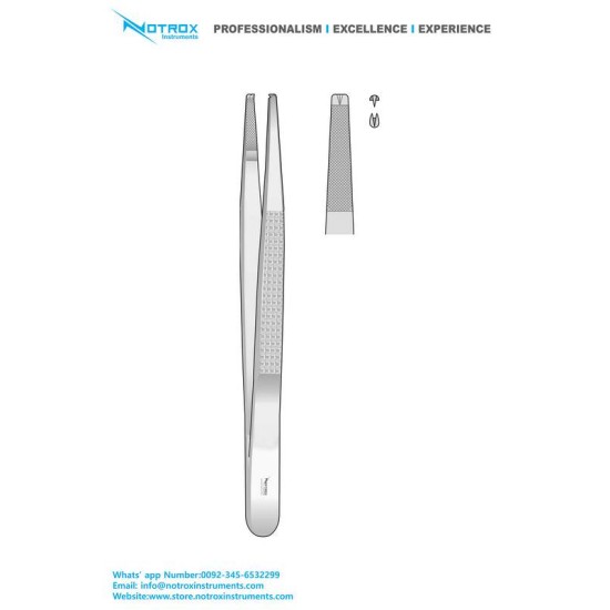 Bonney Tissue Forceps, 1X2 Teeth, 18cm