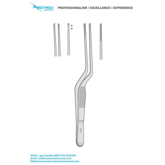 Lucae-Gruenwald Ear Bayonet Tissue Forceps, 14cm, 1X2 Teeth