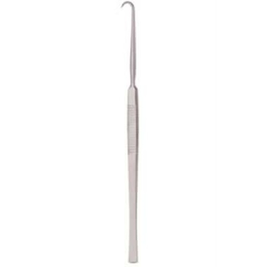 BERGMANN RETRACTOR HOOK, 14CM, SINGLE PRONG, SHARP, 8MM