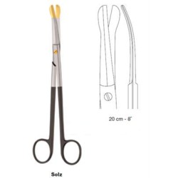 SOLZ "GOLD TIP" SUPERCUT SCISSORS, 20CM, CURVED, STRONG BEVEL ON SHANK