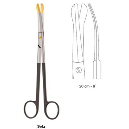 SOLZ "GOLD TIP" SUPERCUT SCISSORS, 20CM, CURVED, STRONG BEVEL ON SHANK