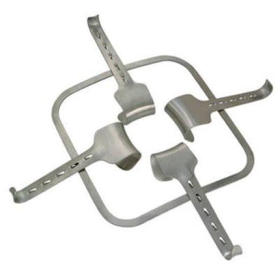 Kirschner abdominal retractor complete, 2 x blades 55x40mm, 2 x blades 65x50mm, frame 270x270mm